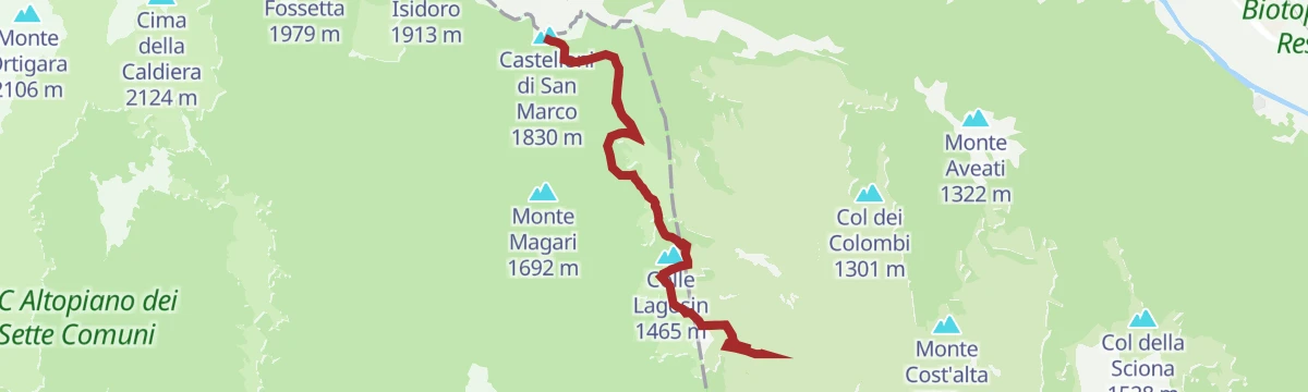 Route map: Hike from Rifugio Barricata to Castelloni di San Marco